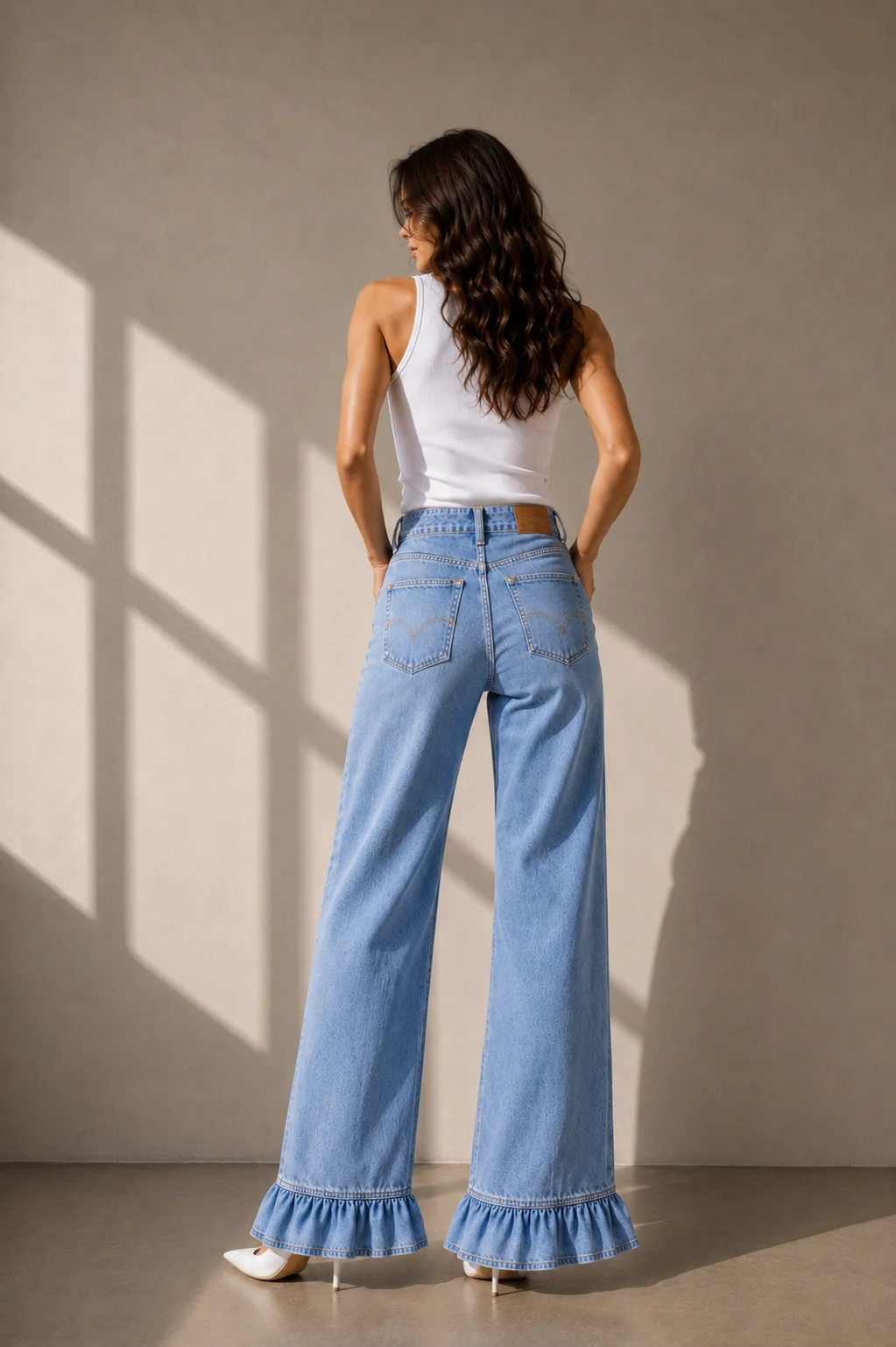 KLOS Light Wash Ruffle Denim